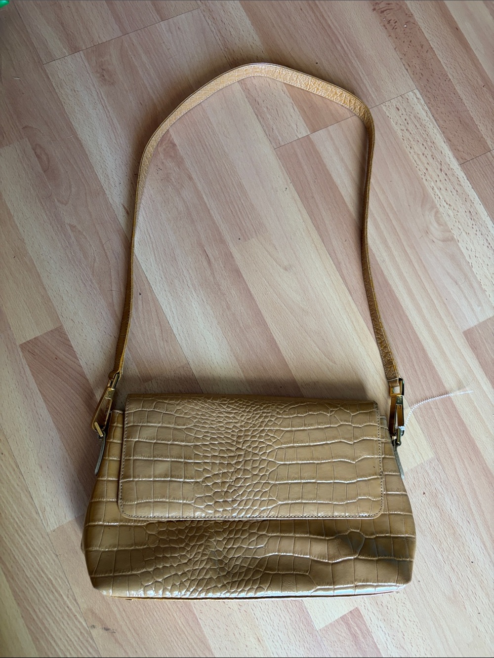 Stone Mountain Croc-Embossed Shoulder Bag in Tan